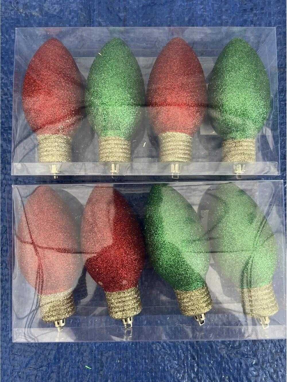 Large Glitter Bulb Ornaments (2 4-packs) Green Red
